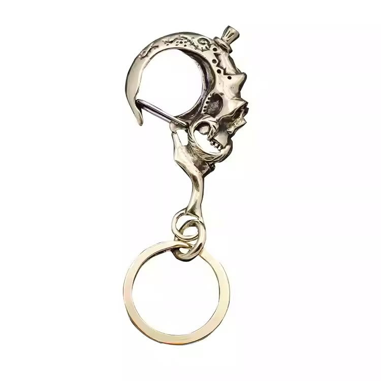 Creative Brass Skull-shaped Keychain With Ring - image 4