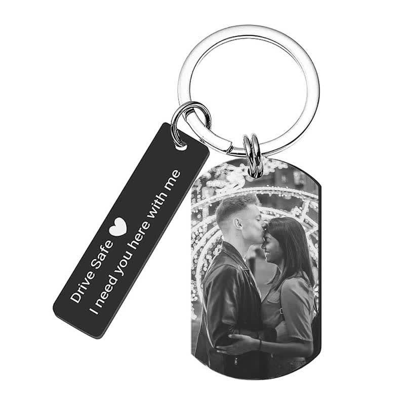 Laser Engraved Picture Custom Photo & Text Keychain - image 1