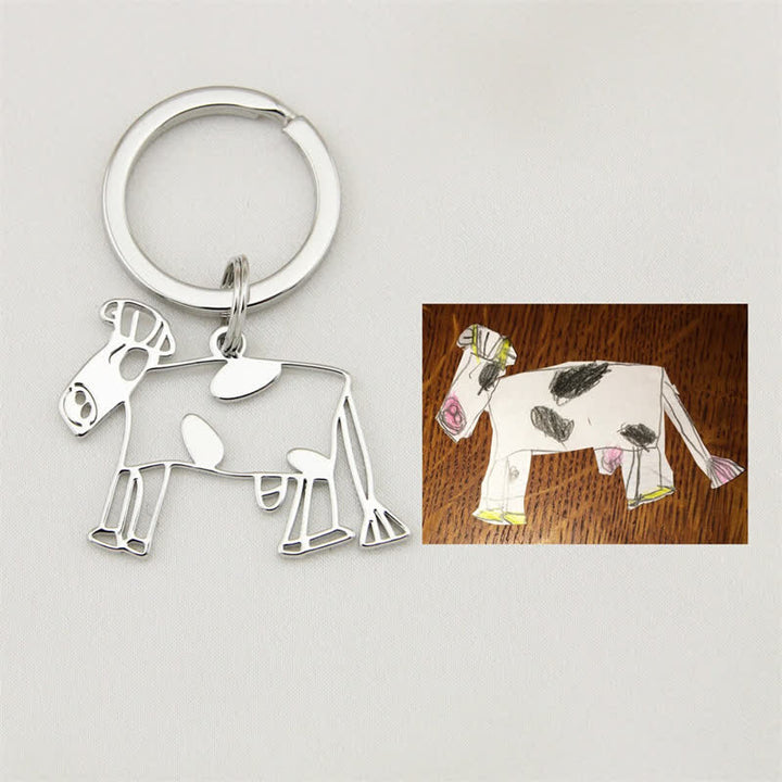 Creative Cutsom Actual Kids Drawing Artwork Keychain - image 2