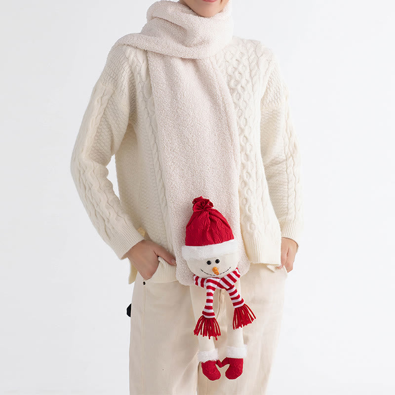 Merry Christmas Red Hat Snowman Winter Knitted Scarf - image 5