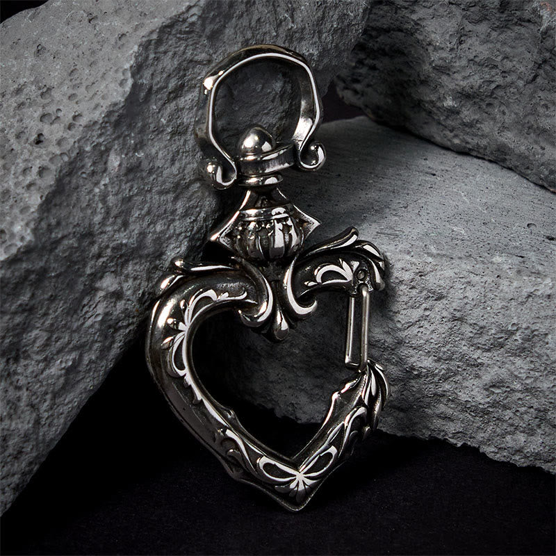 Vintage Rotatable Heart-shaped Polished Metal Keychain - image 3