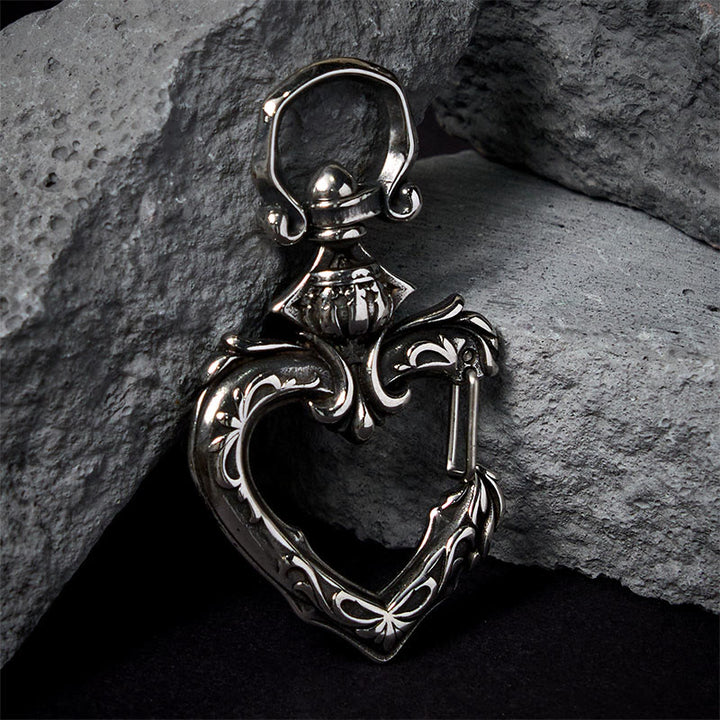 Vintage Rotatable Heart-shaped Polished Metal Keychain - image 3