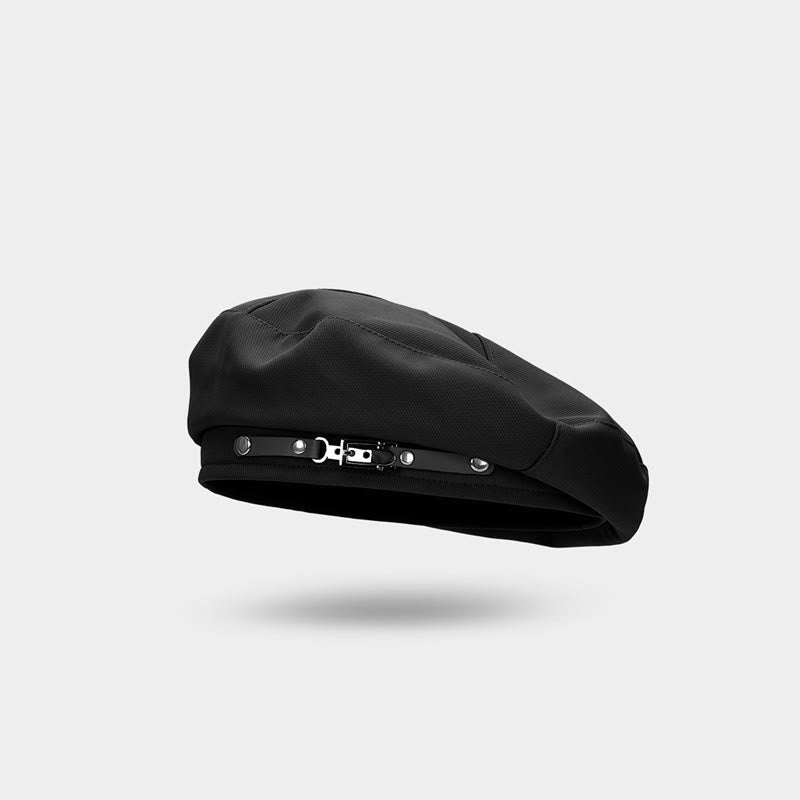 Winter Fashion Simple Metal Buckle Women's Beret Hat - Black - Adjustable (About 22"-22 7/8") - image 6