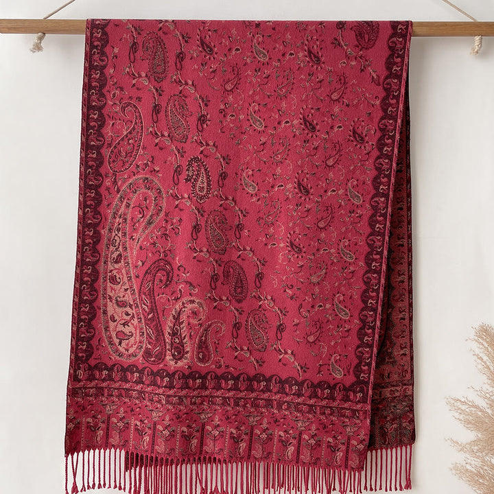 Retro Bohemian Style Cashew Print Shawl Scarf For Warmth - Red - image 3