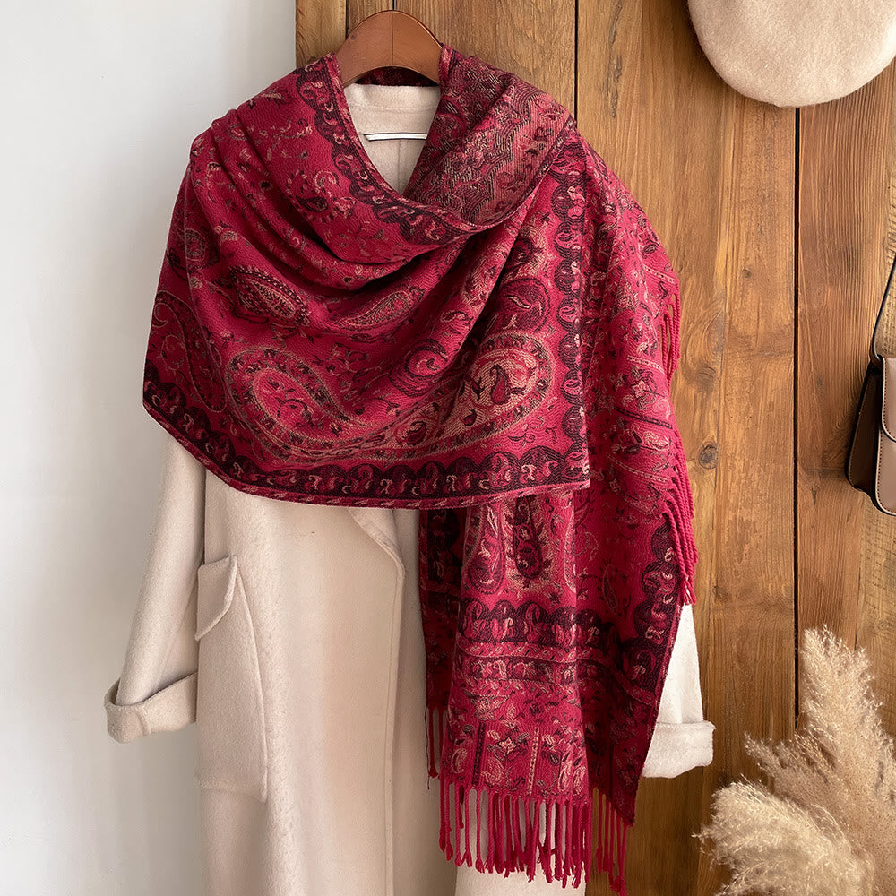 Retro Bohemian Style Cashew Print Shawl Scarf For Warmth - image 4