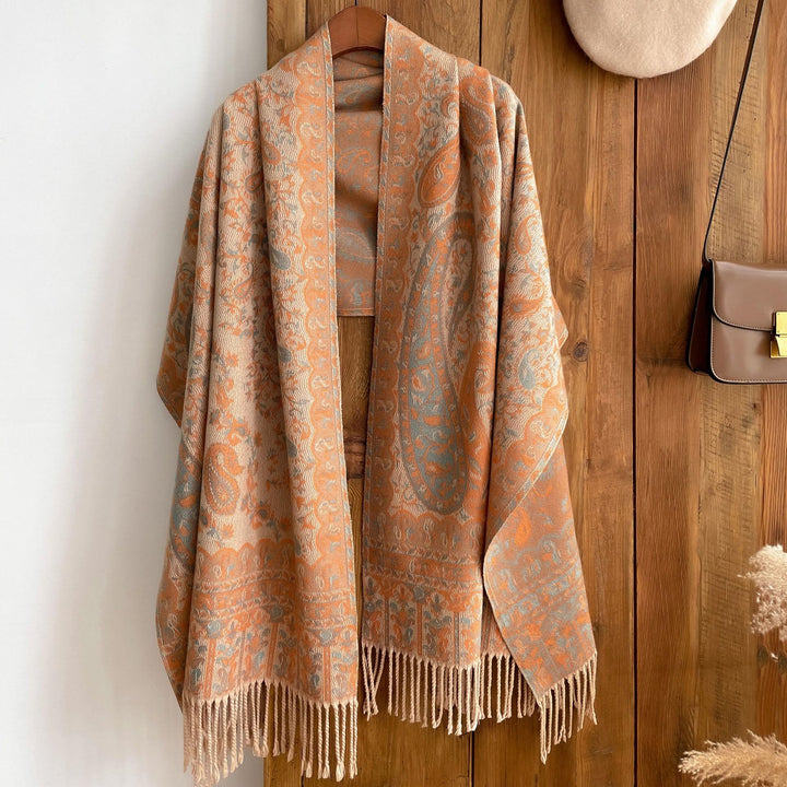 Retro Bohemian Style Cashew Print Shawl Scarf For Warmth - image 1