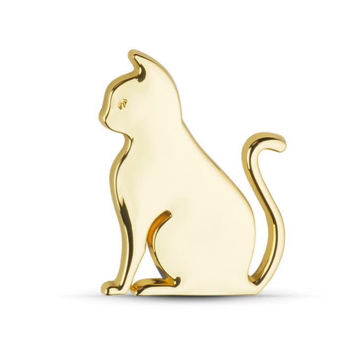 Decorative Cute Cat Pet Metal Sticker Car Badge - Gold - Sitting Cat - image 14