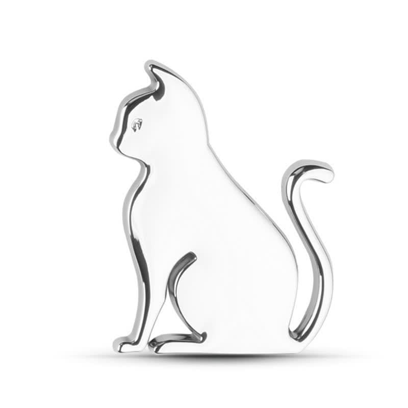 Decorative Cute Cat Pet Metal Sticker Car Badge - Silver - Sitting Cat - image 11