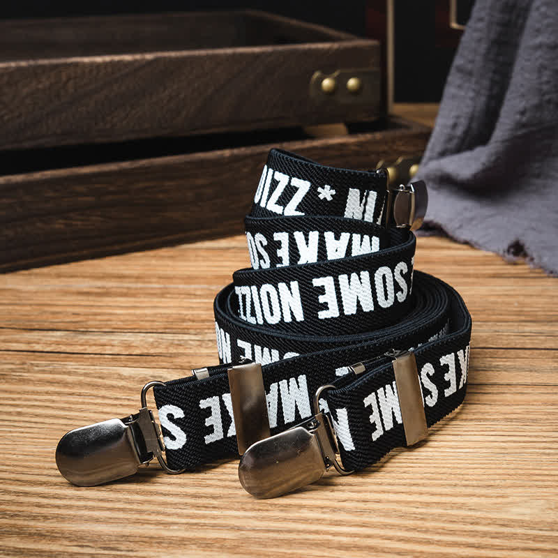Black & White Letter-Printed Y-back Elastic Suspenders - image 1