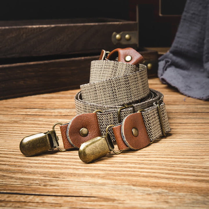 Dark Khaki Nostalgic Casual Y-back Elastic Suspenders - image 2