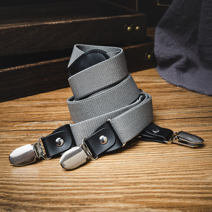 Solid Gray Gentleman Y-back Elastic Suspenders - image 2