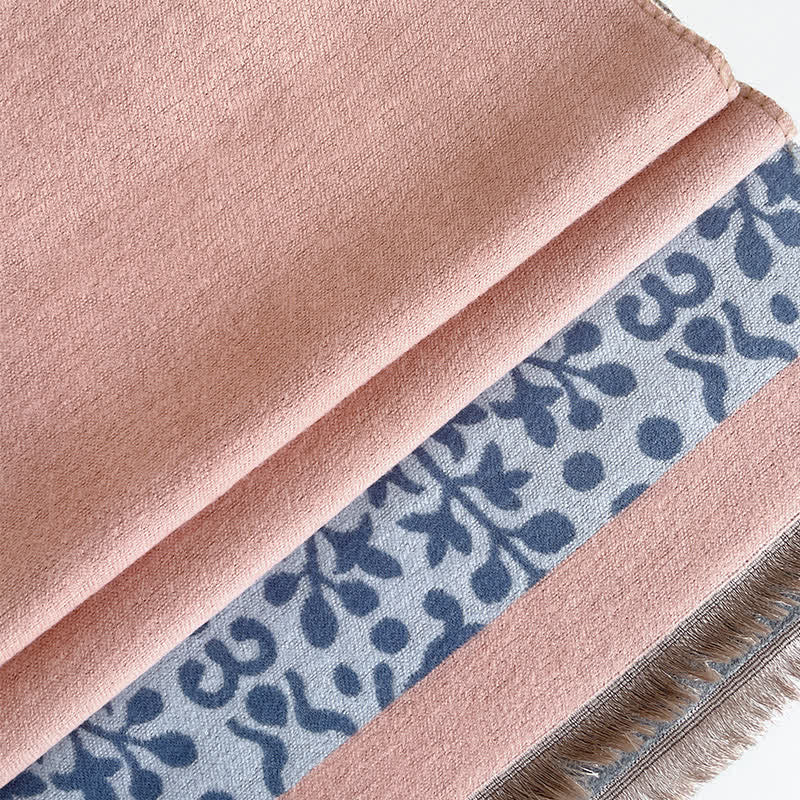 Patchwork-Style Flower Leaves Pattern Warm Scarf - image 2