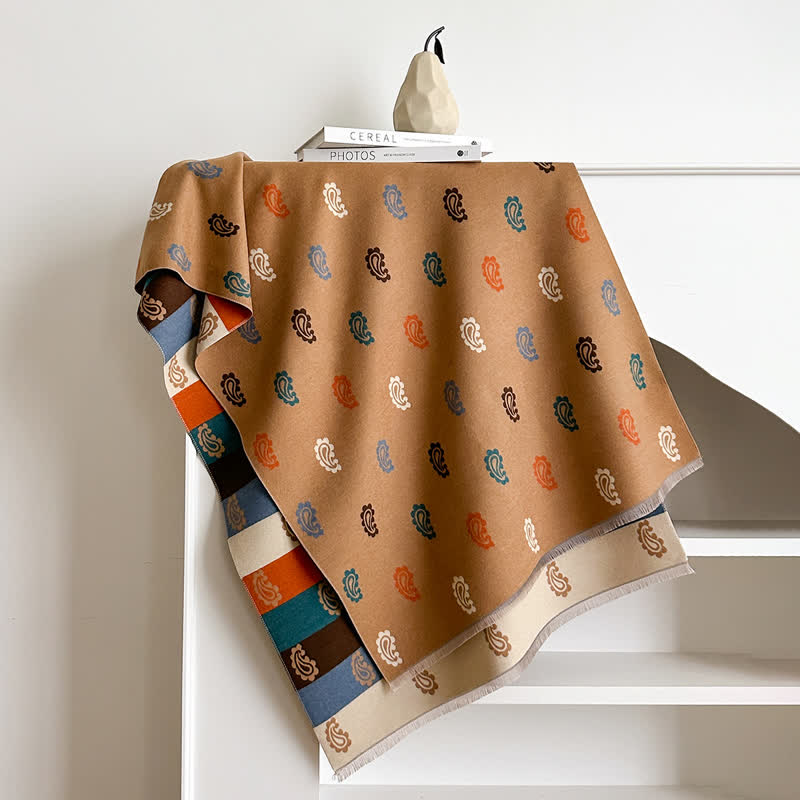 Warm Winter Colorful Paisley & Bold Striped Scarf - image 1