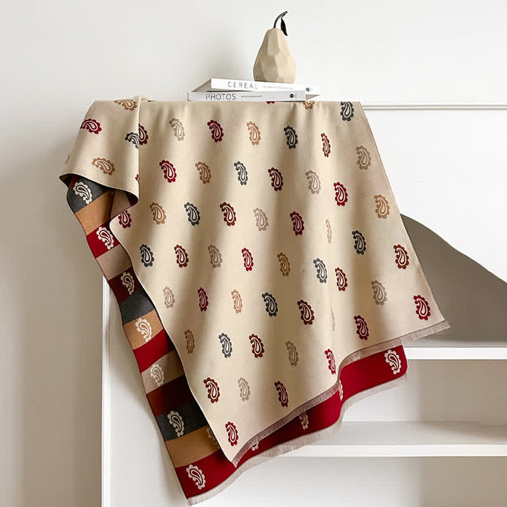 Warm Winter Colorful Paisley & Bold Striped Scarf - image 4