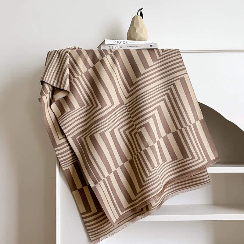 Dazzling Geometric Optical-Art Striped Pattern Scarf - image 6