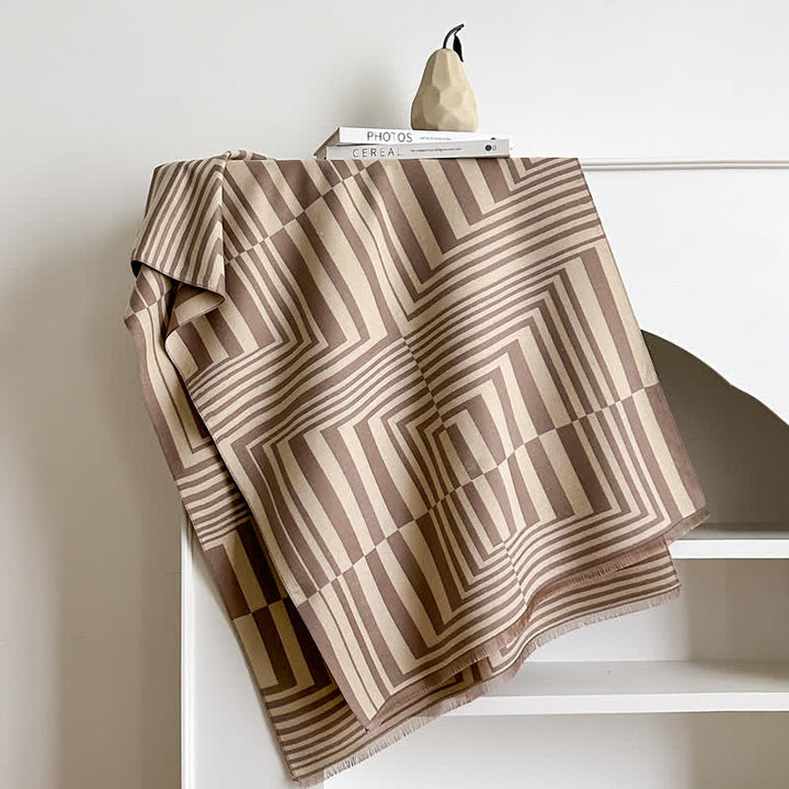 Dazzling Geometric Optical-Art Striped Pattern Scarf - image 6