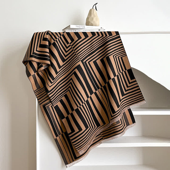 Dazzling Geometric Optical-Art Striped Pattern Scarf - image 8