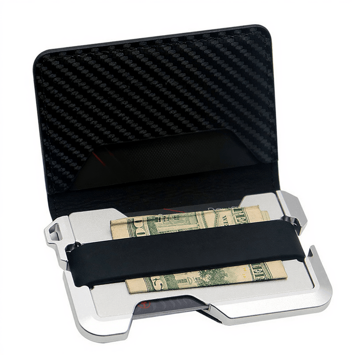 RFID Shielding Function Carbon Fiber Folding Tactical Wallet - Silver - image 6