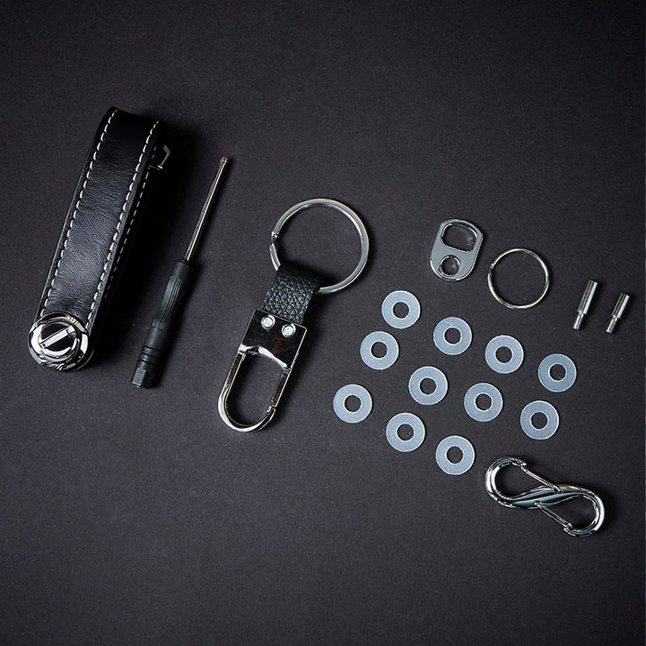 Large Capacity Portable Anti-theft Leather Key Organizer - Black - image 5