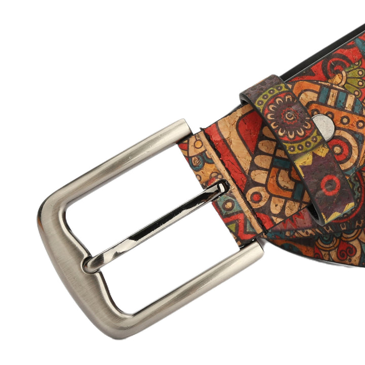 Women's Bohemian Plant Round Pattern Leather Belt - image 2