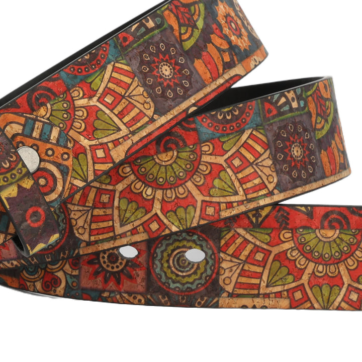 Women's Bohemian Plant Round Pattern Leather Belt - image 4