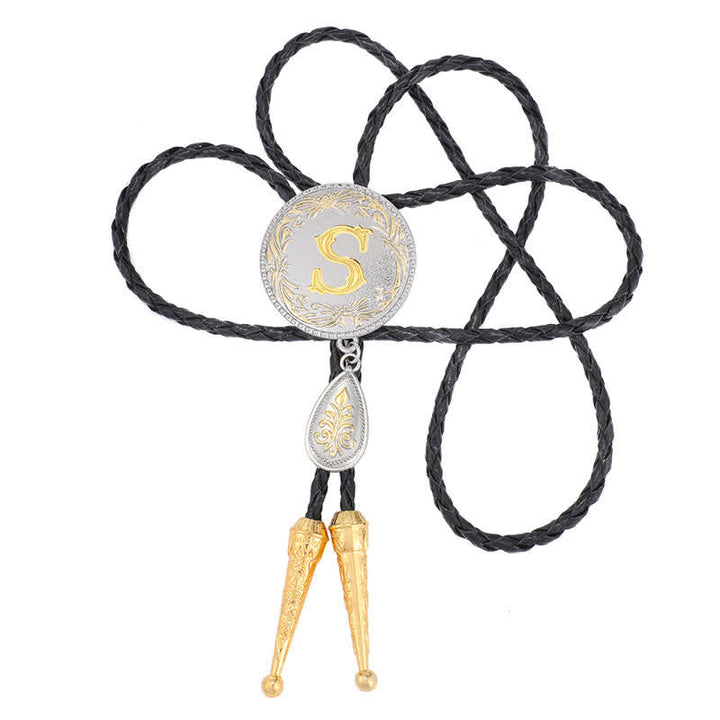 Initial Letter A To Z Bolo Tie With Teardrop-Shaped Pendant - image 1