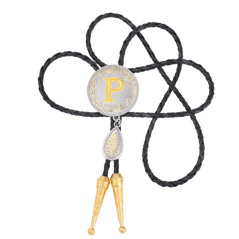 Initial Letter A To Z Bolo Tie With Teardrop-Shaped Pendant - image 33