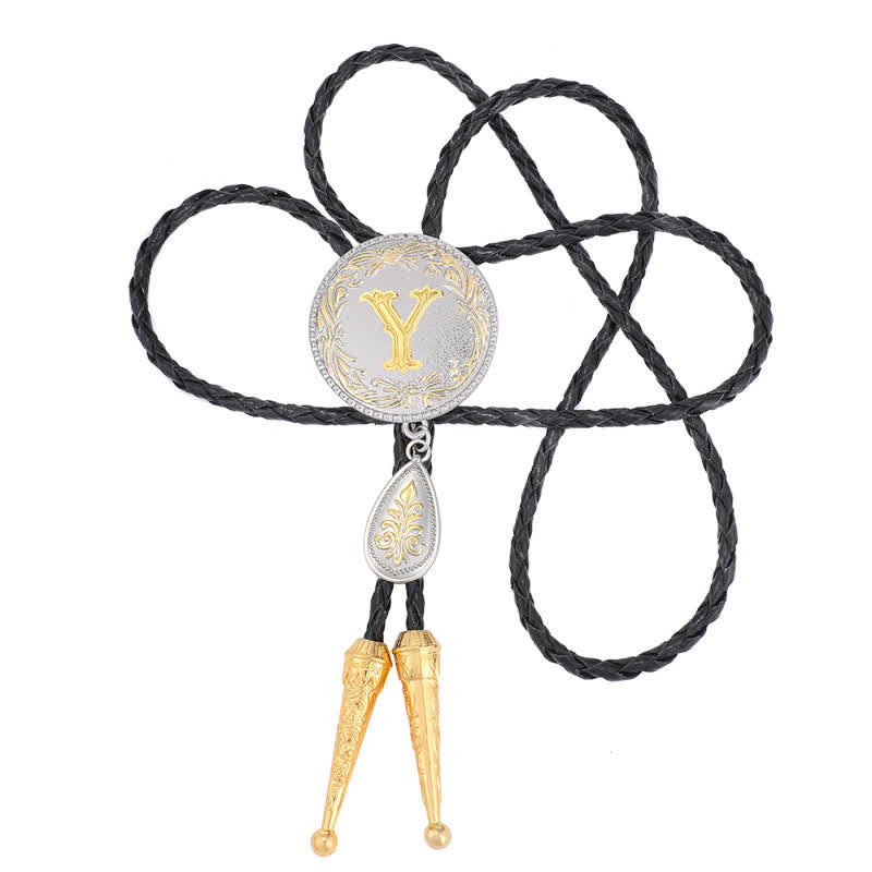 Initial Letter A To Z Bolo Tie With Teardrop-Shaped Pendant - image 49
