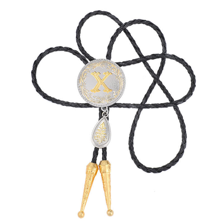 Initial Letter A To Z Bolo Tie With Teardrop-Shaped Pendant - image 47