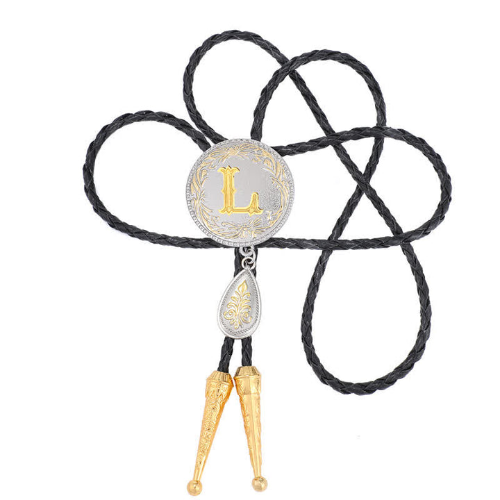 Initial Letter A To Z Bolo Tie With Teardrop-Shaped Pendant - image 25