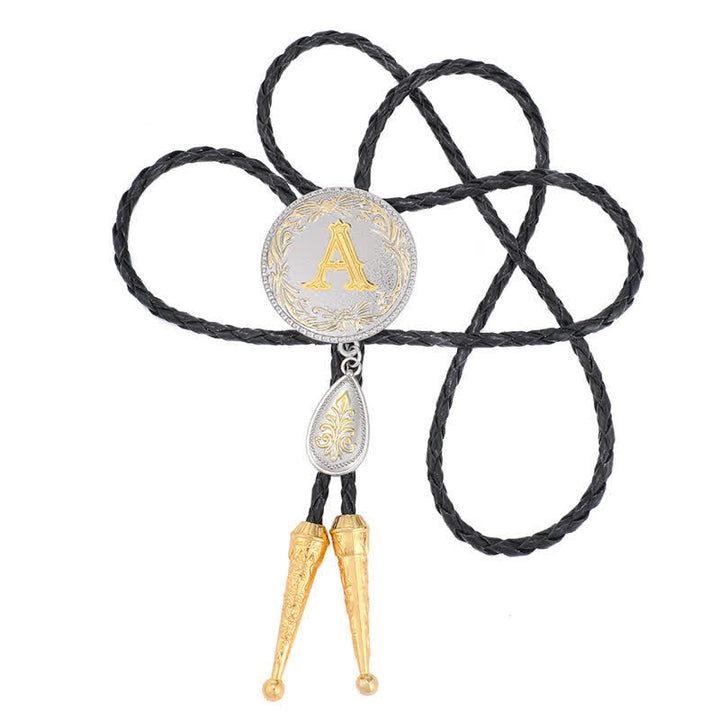 Initial Letter A To Z Bolo Tie With Teardrop-Shaped Pendant - image 3