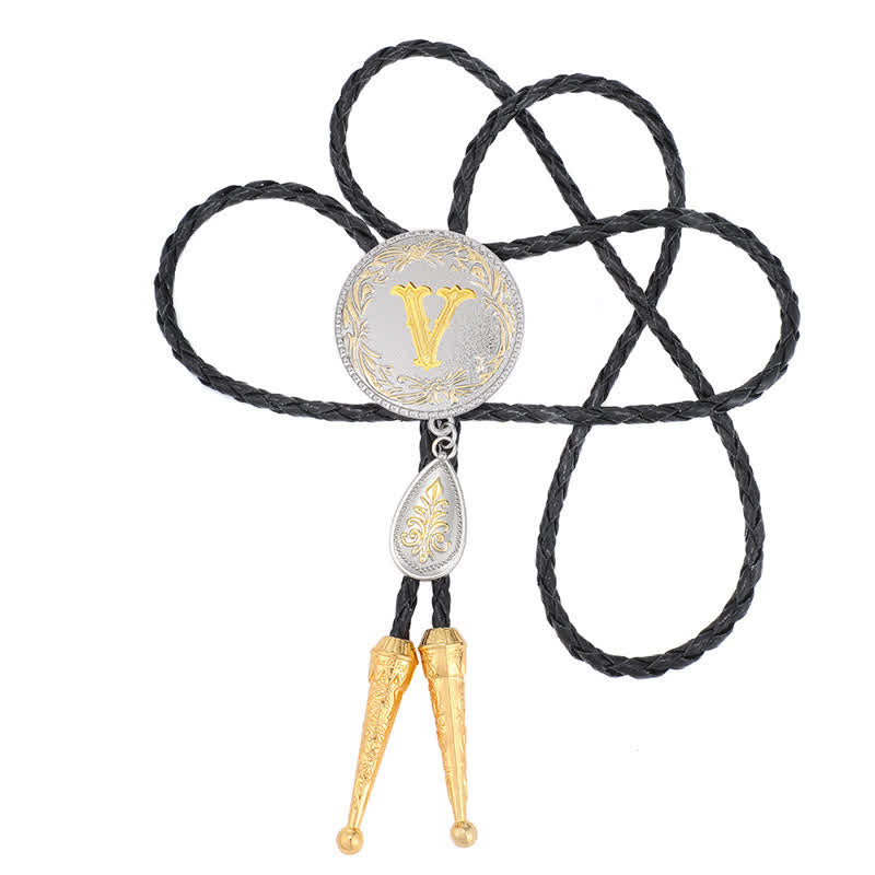 Initial Letter A To Z Bolo Tie With Teardrop-Shaped Pendant - image 43