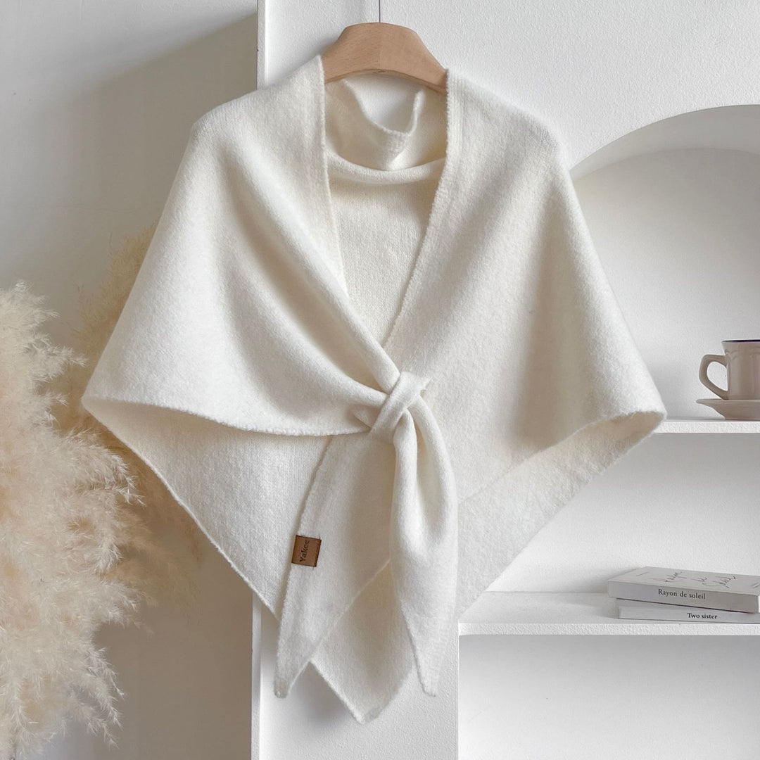 Women's Winter Warm Solid Color Triangle Shawl Scarf - White - image 1