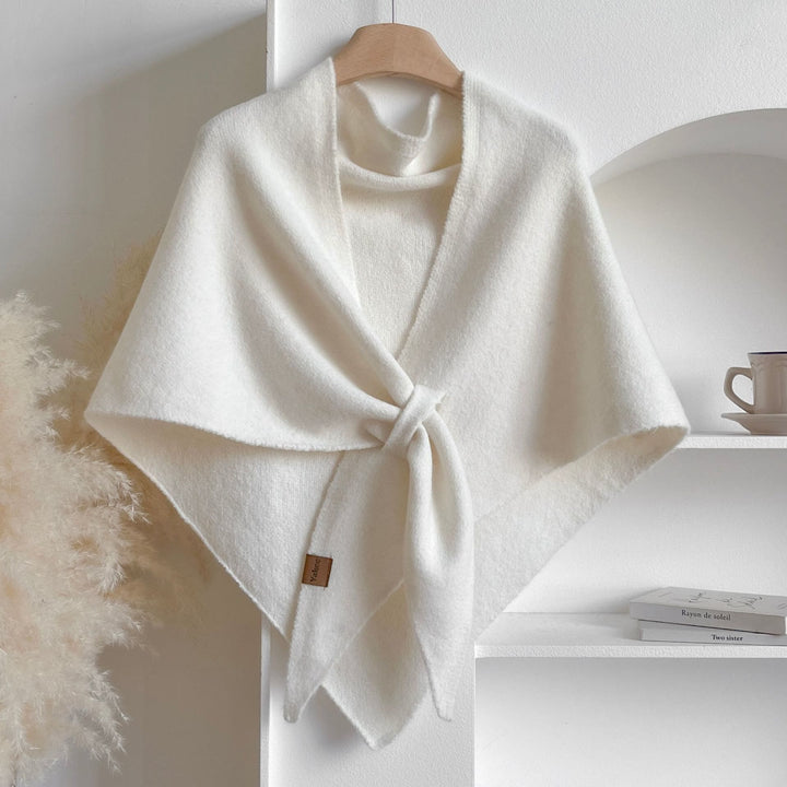 Women's Winter Warm Solid Color Triangle Shawl Scarf - White - image 1