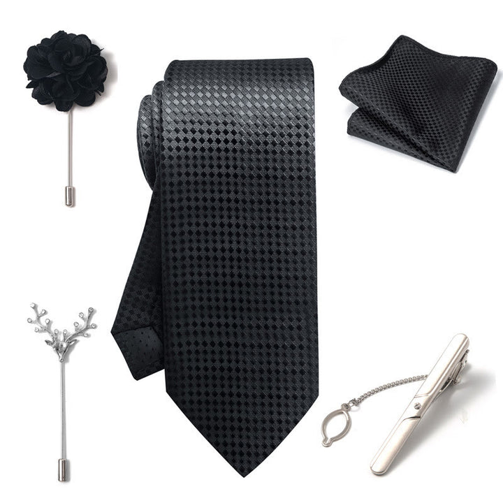 5Pcs Men's Elegant Pocket Square Brooch Corsage Necktie Set - image 33