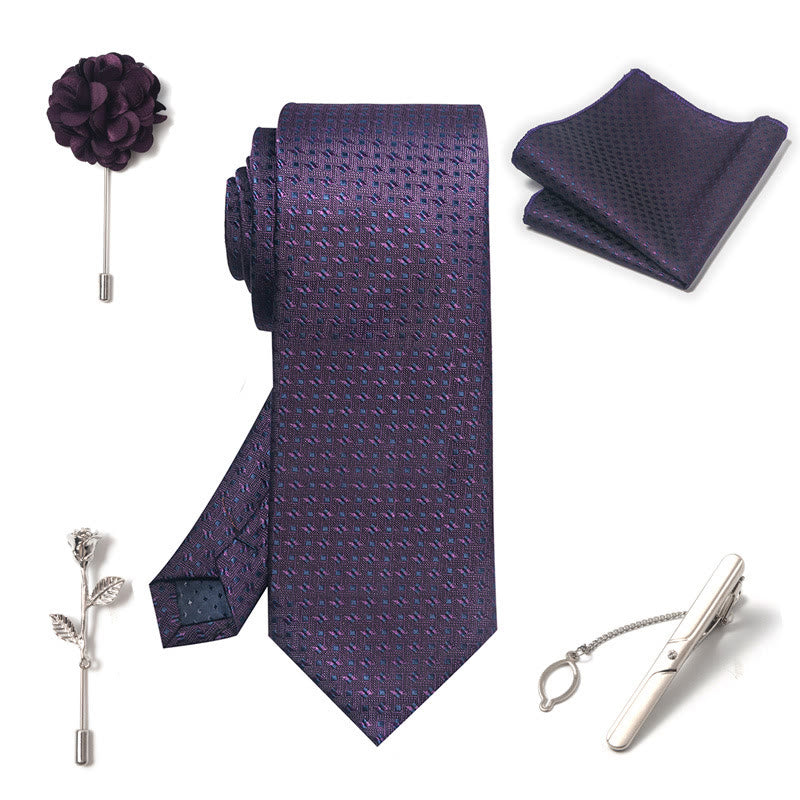 5Pcs Men's Elegant Pocket Square Brooch Corsage Necktie Set - image 35