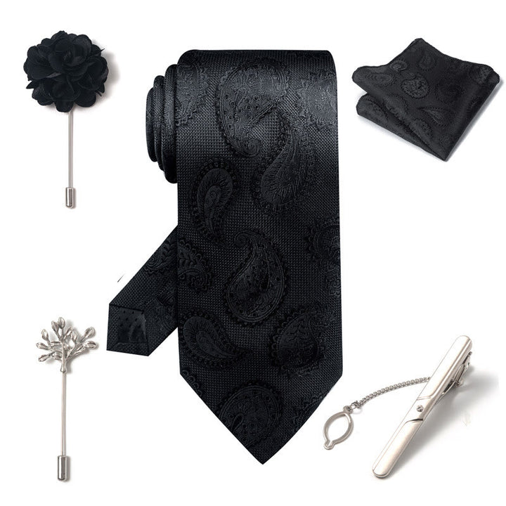 5Pcs Men's Elegant Pocket Square Brooch Corsage Necktie Set - image 31