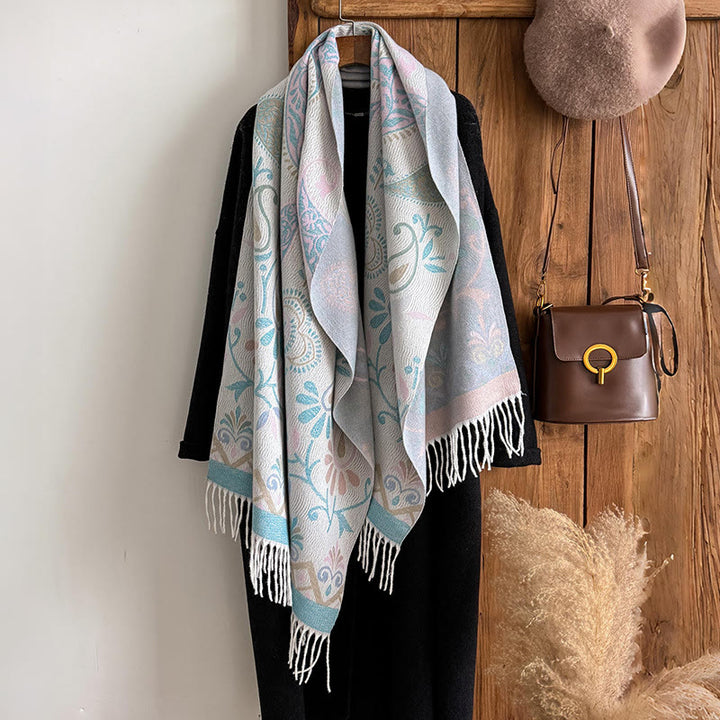 Women's Bohemian Style Printed Tassels Winter Warm Shawl Scarf - image 11