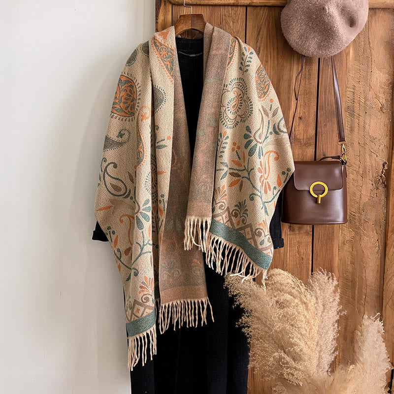 Women's Bohemian Style Printed Tassels Winter Warm Shawl Scarf - image 3