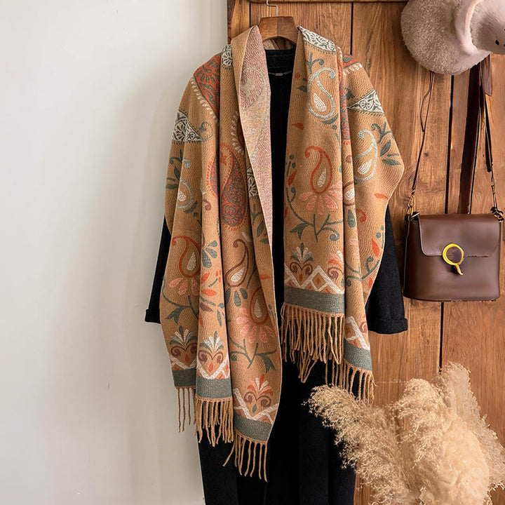 Women's Bohemian Style Printed Tassels Winter Warm Shawl Scarf - image 5