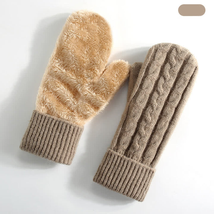 Fleece Lined Full Finger Cold Weather Knitted Gloves - Khaki - Style #3 - image 16