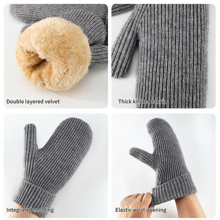 Fleece Lined Full Finger Cold Weather Knitted Gloves - image 3