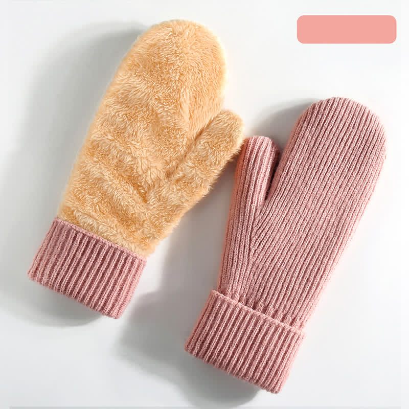 Fleece Lined Full Finger Cold Weather Knitted Gloves - Pink - Style #1 - image 23