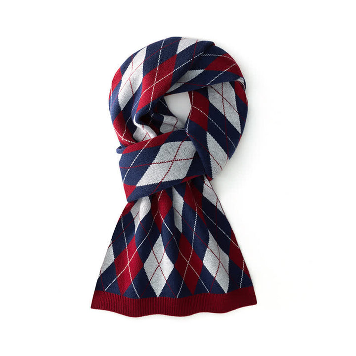 Men's Sophisticated Argyle Patterned Business Scarf - Red & Navy - image 0