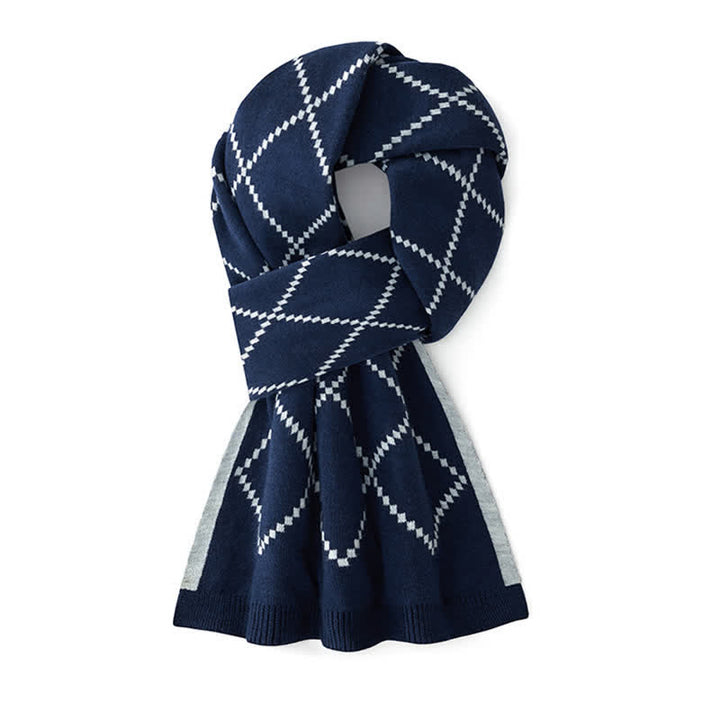 Men's Corporate Elegance Diamond Pattern Business Scarf - Navy - image 0