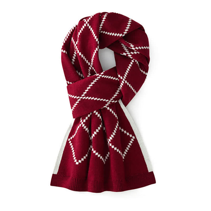 Men's Corporate Elegance Diamond Pattern Business Scarf - Red - image 3