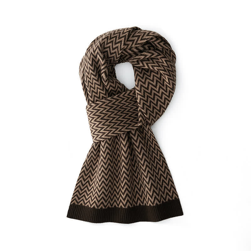 Men's Chevron Pattern Sleek Business Scarf - Coffee - image 0