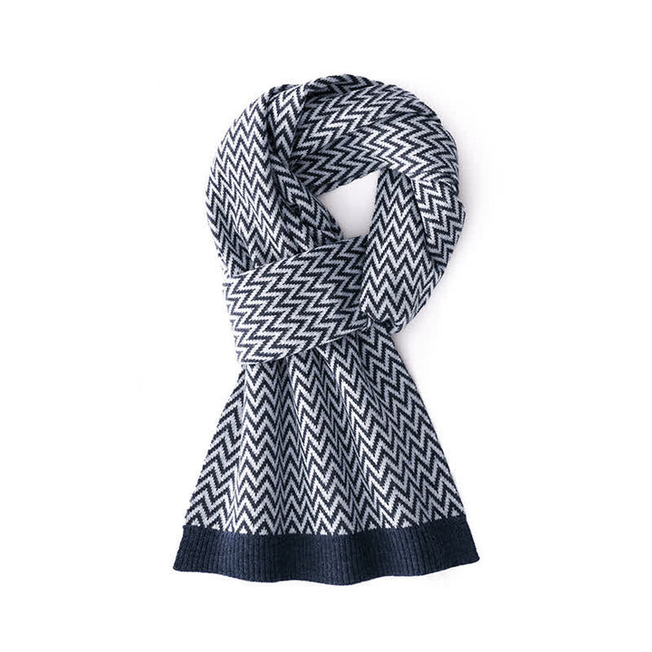 Men's Chevron Pattern Sleek Business Scarf - Navy - image 4