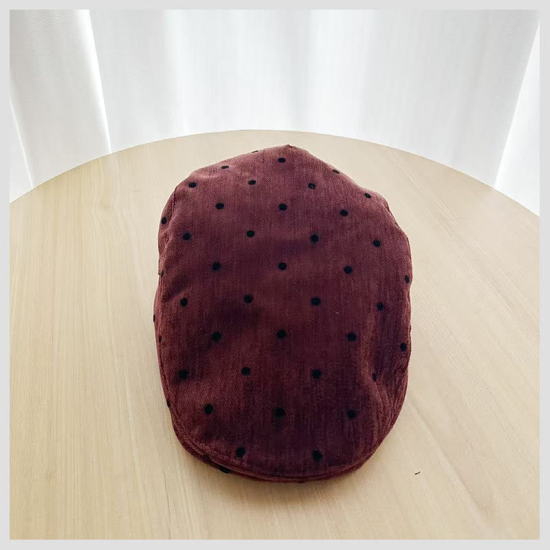 Unisex Retro Winter Polka Dot Beret Hat - Wine - image 6