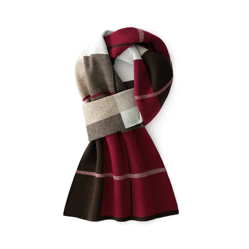 Men's Winter Keep Warm Color Blocked Knitted Scarf - Style #4 - image 3